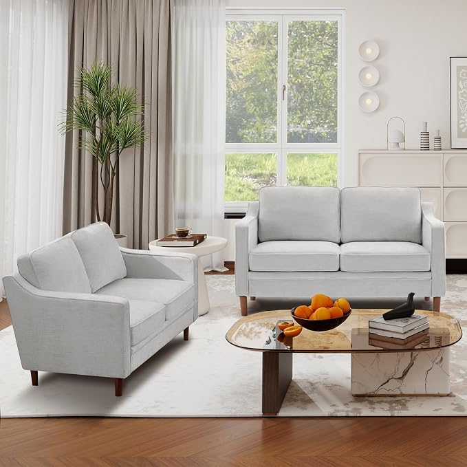 Kingfun 56" Chenille Sofa, Loveseat Couch, Mid Century Modern Love Seat Couches - Image 5