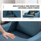 VINGLI Linen Fabric Accent Chair Navy Blue, Modern Upholstered Armchair - Image 5