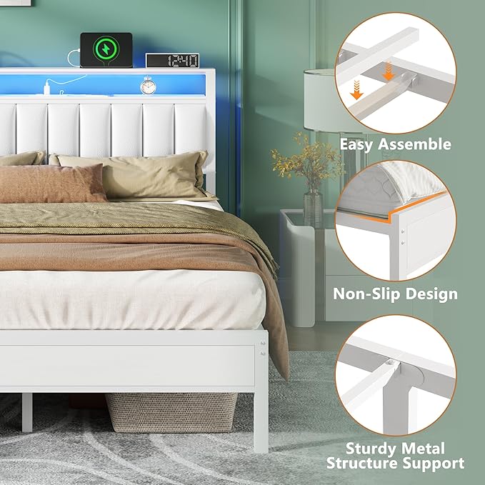 Furnulem White Full Size Bed Frame - Image 6