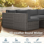 May in Color 7 Pieces Wicker Outdoor Patio Furniture Set, Patio Sectional Sofa - Image 3