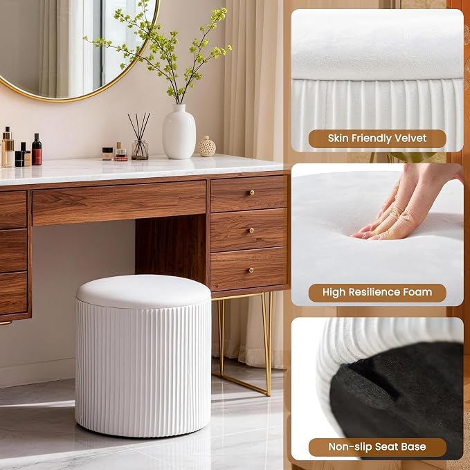 White Vanity Stool Set of 2 - Image 6