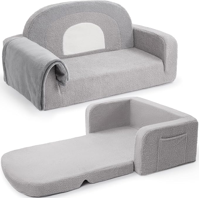 Foryoomi Extra Wide Kids Couch, 2-in-1 Soft Toddler Couch by Unknown
