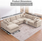 Oversized Modular Sectional Sofa Couch, Large 7 Seater Corner Sofa Modern U - Image 2