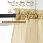Chyhomenyc Gold Sheer Curtains 54 Inch Long 2 Panels Set, Short Voile Rod - Image 2