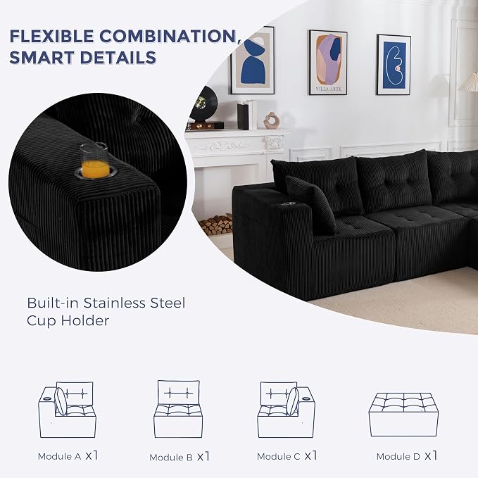 MAXYOYO Modular Sectional Sofa Couch, L Shaped Modern Cloud Couch - Image 4