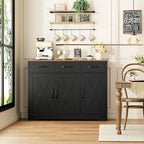 HOSTACK Modern Farmhouse Buffet Sideboard Cabinet, Barn Doors Storage Cabinet - Image 5