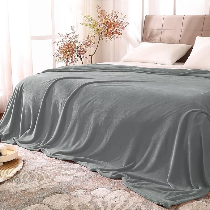 BEDELITE Fleece Blanket Soft Plush Queen Size Bed Blanket Grey 90"x90" | Ultra by BEDELITE