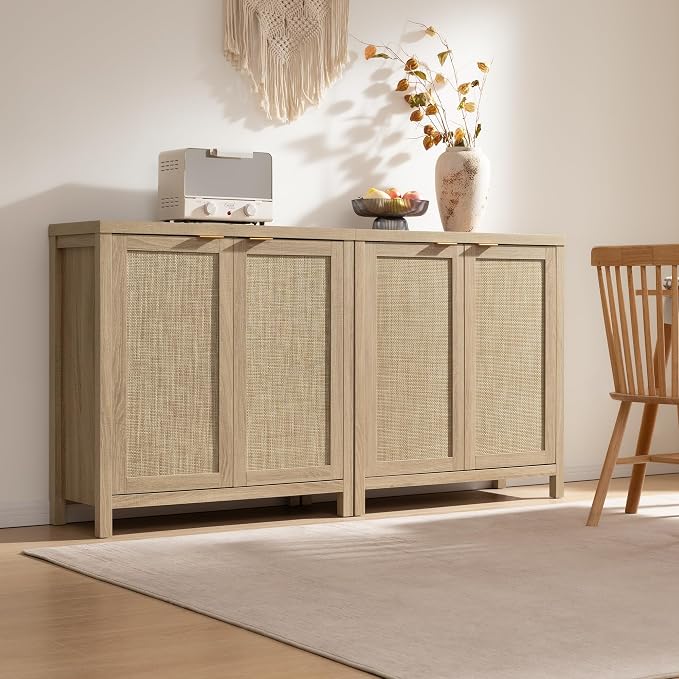 SICOTAS Rattan Cabinet Sideboard Buffet Storage Cabinet - Image 9