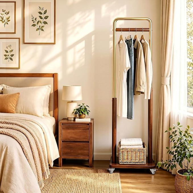 Taitiy Clothes Rack Solid Wood Coat Rack, Metal and Solid Wood Combination - Image 7