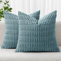 MIULEE Corduroy Decorative Throw Pillow Covers 20x20 Coastal Blue Pack of 2 | by MIULEE