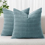 MIULEE Corduroy Decorative Throw Pillow Covers 20x20 Coastal Blue Pack of 2 | by MIULEE