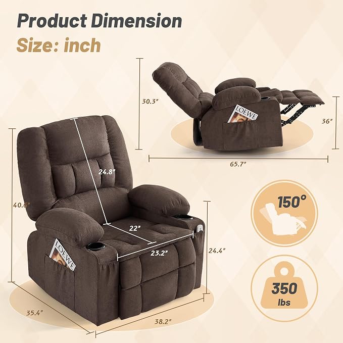 Oversized Swivel Rocker Recliner Chair - Image 2