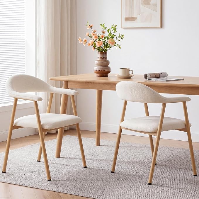 DUMOS Dining Chairs Set of 2, Linen Fabric Upholstered Kitchen Side Chairs by DumosLifestyle