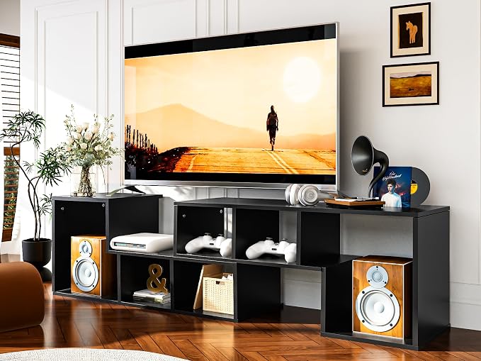 Recaceik Cube Bookshelf 2 Shelf Bookcase L-Shaped TV Console Stand Modern by Recaceik