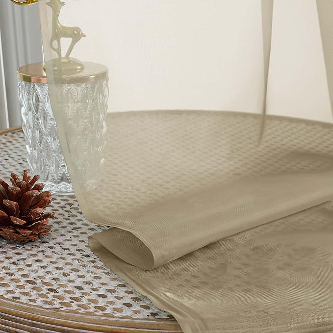 Chyhomenyc Taupe Sheer Curtains 63 Inches Long 2 Panels, Light Filtering Bright - Image 7