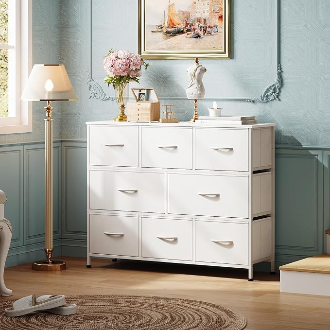WLIVE 8 Drawer Dresser for Bedroom, Fabric White Dresser - Image 7