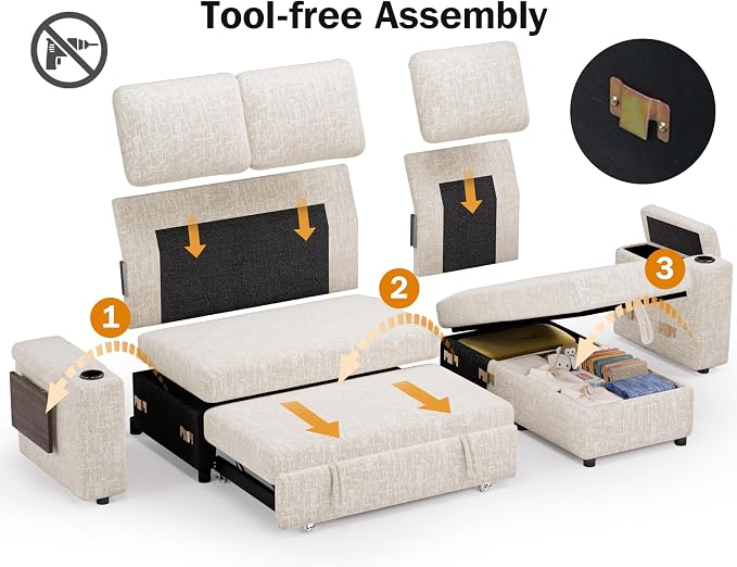 Vipbear 86" Modular Sectional Sleeper Sofa - Image 4