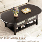 LVB Rattan Coffee Table, Boho Wood Living Room Table - Image 5
