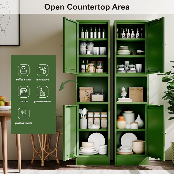 YAUWOH 2-Door Metal Storage Cabinet, Tall Slim Pantry Organizer - Image 6