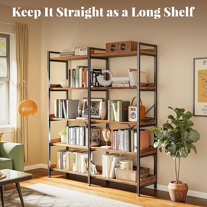 Huuger 5 Tier Bookshelf, Display Bookshelf - Image 4