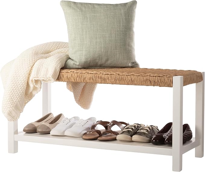 Alaterre Furniture Bench with Handcrafted Woven Rope Seat by AlaterreFurniture