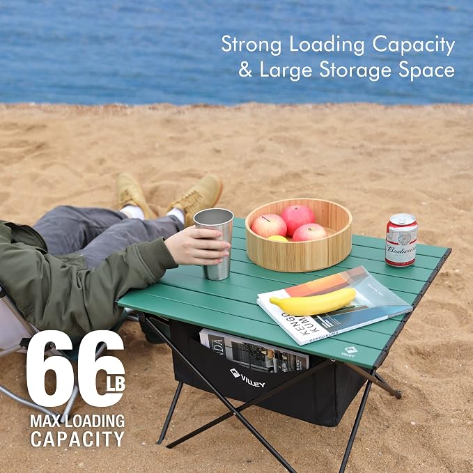 VILLEY Portable Camping Side Table, Ultralight Aluminum Folding Beach Table - Image 5