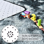 2x3 Tie-Dyed Black and Grey Fluffy Area Rug Non-Slip - Image 6
