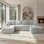 125 Inch Modular Sectional Sofa, Cloud Couch Oversized U Shaped Corduroy Sofa - Image 5