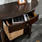 Solid Wood Console Table with Drawer and Storage Shelf, 45.3" Traditional Retro - Image 7