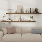 Fun Memories Floating Shelves for Wall, 66 Inch Long Set of 2 Rustic Wood Wall - Image 2