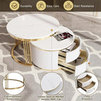 Modern 2 Pieces White Round Nesting Coffee Table - Image 8