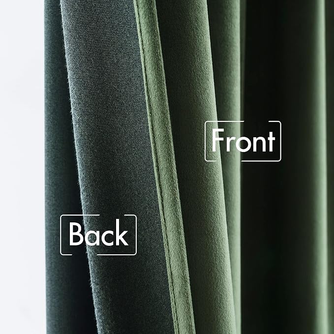 MIULEE Velvet Curtains 52x105 inches 2 Panels Olive Green Blackout Curtains | - Image 6