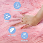 Pink Round Rug for Girls Bedroom, Fluffy Circle Rug 2 2 Feet for Kids Room - Image 5