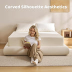 RECCI AirFrame Half-Moon Upholstered Queen Platform Bed Frame, Boucle Curved - Image 5