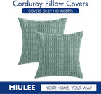 MIULEE Corduroy Decorative Throw Pillow Covers 20x20 Teal Green Pack of 2 | - Image 6