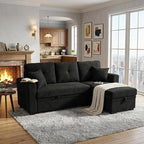 L Shaped Sectional Couch with Storage and Pull Out Bed, 3 Seater Sleeper Sofas - Image 5