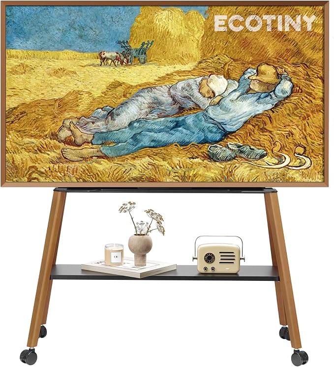 Rolling Easel TV Stand for 49–75 Inch TVs, Mobile TV Cart by ECOTINY