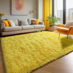 Yellow Rugs for Living Room Bedroom, 5x8 Fluffy Bedside Area Rug, Soft Plush - Image 4
