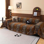 VClife Bohemian Couch Cover, Vintage Moroccan Tribal Geometric Chenille Couch - Image 3