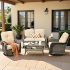 5 Pieces Wicker Patio Furniture Set, High Back Swivel Rocker Chairs Outdoor by Eco-ChicLivingBeautifullyAffordable