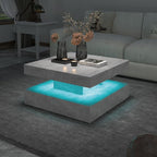 HedoAjim Grey LED Coffee Table for Living Room, Living Room Table 2-Tier Square - Image 3