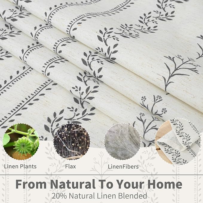 BGment Short Boho Curtains Leaf Floral Print Cottage Core Botanical Curtains - Image 3