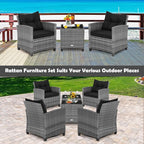 HAPPYGRILL 3 Pieces Patio Conversation Set, Outdoor Furniture Set PE Rattan - Image 3