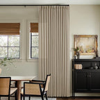 Pinch Pleated Linen Gray Beige Semi Sheer Curtains 102 Inches Long 2 Panels | - Image 6