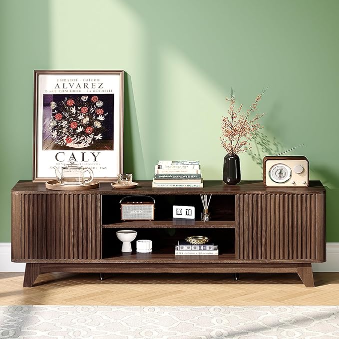 VINGLI 58.6" TV Stand up for 70 Inch TV, Mid Century Entertainment Center - Image 5