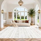 8x10 Washable Area Rugs for Living Room, Dining Room- Morocco White | Boho by Srugn