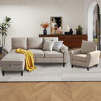 79" Convertible Sectional Sofa Set, Modern Linen Small L Shaped Couch - Image 9