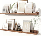 Fun Memories Picture Ledge Shelves Set of 2, 32 Inch Rustic Wall Mounted by FunMemories