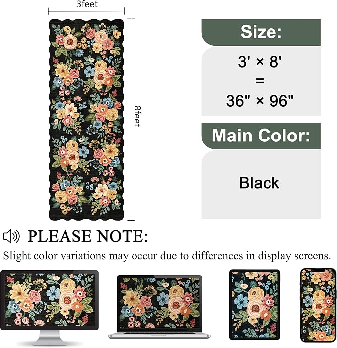 DUKINO 3x8 Kitchen Runner Rug, Soft Floral Washable Rug - Image 2