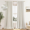 Cream Linen Blackout Curtains 84 Inch Length 2 Panels Set by Guken